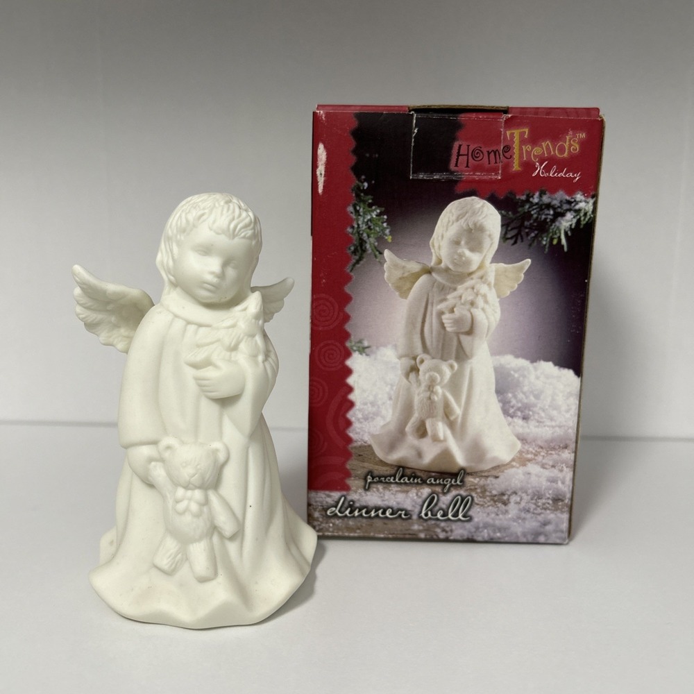 Home Trends Porcelain Angel‎ Dinner Bell Christmas Tree Teddy Bear 1254